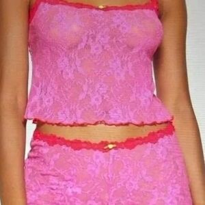 SKIMS 2-Piece Lace Set NWT 4X Pink Cami & Shorts Set